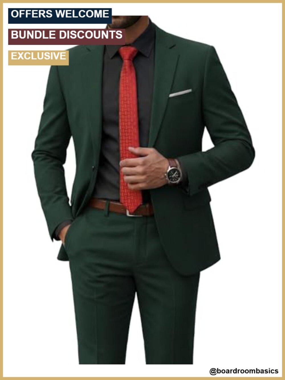 Men's 2 Piece Slim Fit Suit Set with Stretch Fabric, Jacket Pants & Tie, One